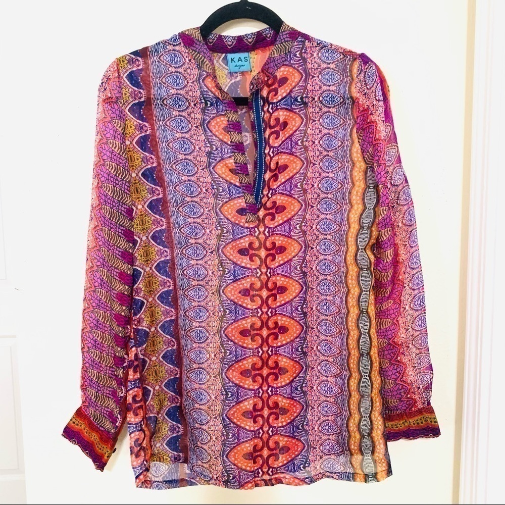 KAS DESIGNS•semi sheer Sheer Dashiki hobo Shirt S